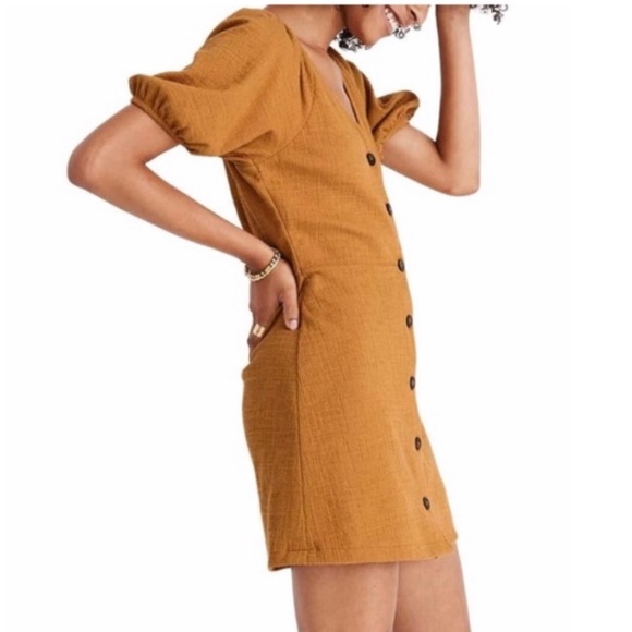 Madewell Button Down Mustard Dress - Picture 2 of 5